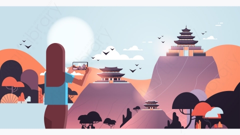 图片素材-传统风格的凉亭塔建筑亚洲风光景观背景-3