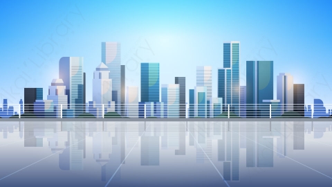 图片素材-大现代城市摩天大楼全景保费矢量-2