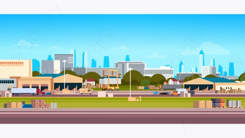 图片素材-工厂制造建筑物工业区工厂用管道矢量图-3