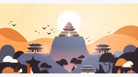 图片素材-传统风格的凉亭塔建筑亚洲风光景观背景-4