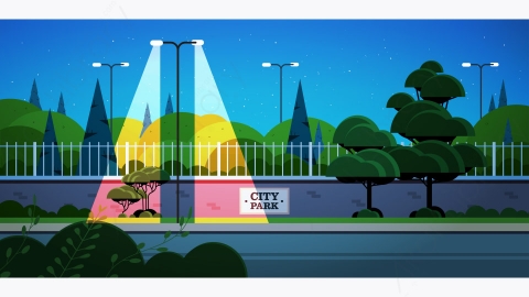 图片素材-城市公园标志板在篱笆上美丽的夜间风景背景-2