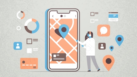 图片素材-女出租车订购服务保费矢量
