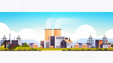 图片素材-工厂制造建筑物工业区工厂用管道矢量图-9