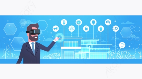 图片素材-现代商务人士戴着3d眼镜使用未来技术-1