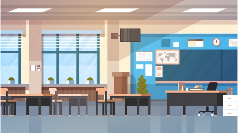 图片素材-教室内部学校教室与黑板和书桌溢价矢量图-10