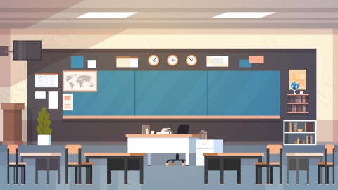 图片素材-教室内部学校教室与黑板和书桌溢价矢量图-11