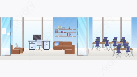 图片素材-空的没有人创意的共同工作区工作区中心当代开放空间会议培训室现代办公室室内平面横幅