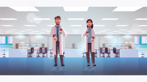 图片素材-卡通科学家化学物理研究室实验室场景-13