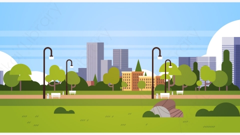 图片素材-城市公园在户外城市建筑路灯城市景观概念背景-1