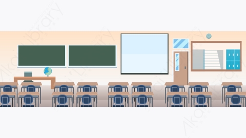 图片素材-卡通现代学校课堂教室室内场景-17