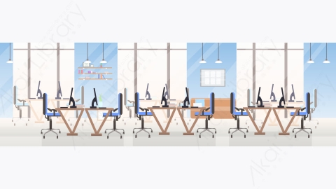 图片素材-空间创造性的联合办公中心工作场所书桌与电脑显示器现代办公室室内平面
