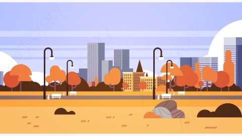 图片素材-城市公园在户外城市建筑路灯城市景观概念背景-7
