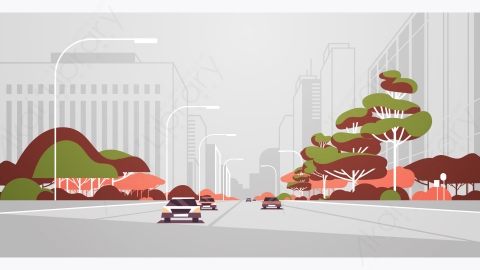 图片素材-现代城市市区街道道路景观矢量插图-14