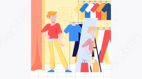 图片素材-挑选衣服的年轻人