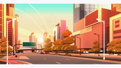 图片素材-现代城市市区街道道路景观矢量插图-20