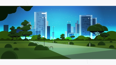 图片素材-美丽的城市公园建筑城市景观背景-1