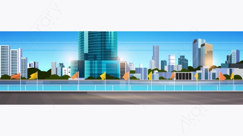 图片素材-现代城市市区建筑景观矢量图-17