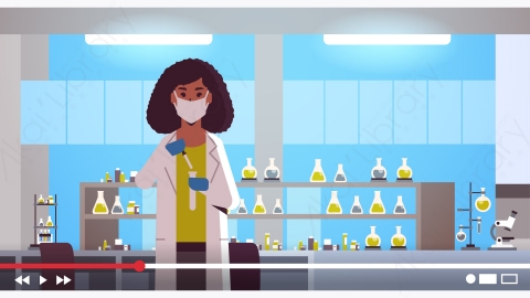 图片素材-卡通科学家化学物理研究室实验室场景-31
