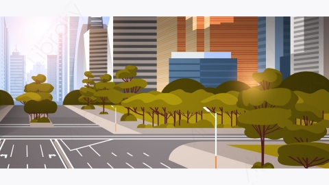 图片素材-现代城市市区街道道路景观矢量插图-25