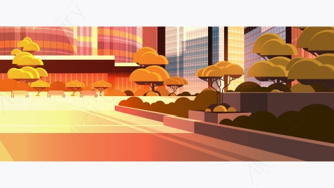 图片素材-现代城市市区街道道路景观矢量插图-31