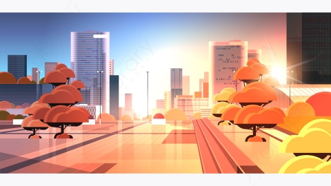 图片素材-现代城市市区街道道路景观矢量插图-36