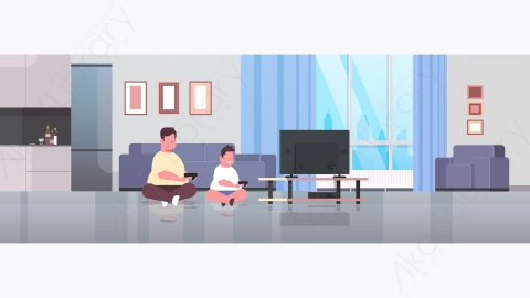 图片素材-现代公寓卧室在客厅打游戏概念设计矢量插图-9