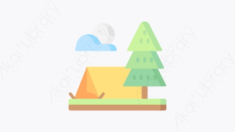 图片素材-005野营帐篷 camping tentMG卡通旅行元素图标