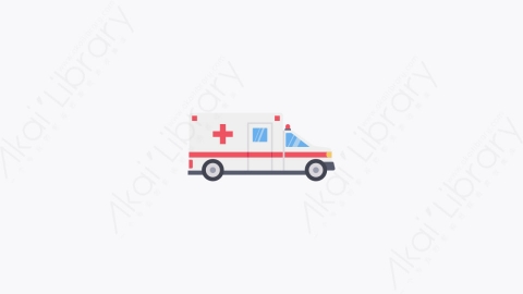图片素材-008-救护车ambulance卡通扁平医疗冠状病毒元素图标
