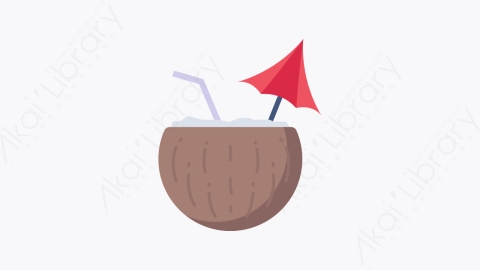 图片素材-015-椰子汁饮料coconut_drink扁平卡通旅行和假期元素图标