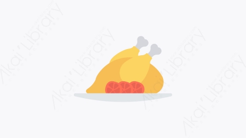 图片素材-015-烤鸡roast_chicken扁平卡通生日聚会元素图标