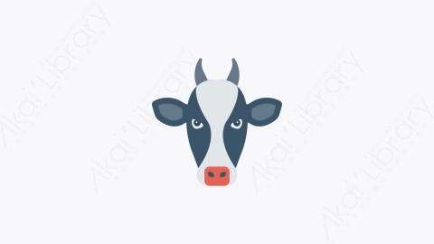 图片素材-025-奶牛cow卡通扁平动物元素图标