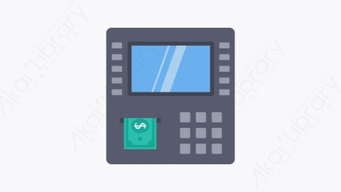 图片素材-034-现金提取cash_withdrawal扁平卡通城市生活元素图标