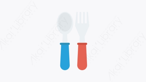 图片素材-042-勺子和叉子spoon_and_fork卡通扁平婴儿儿童玩具元素图标