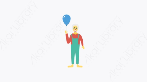 图片素材-0100-小丑clown卡通扁平马戏团元素图标
