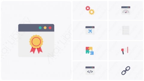 图片素材-55个扁平卡通Seo和Web网页设计元素图标