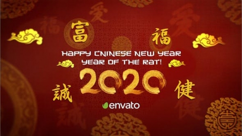 AE模板-中国新年新春贺岁开场视频logo演绎